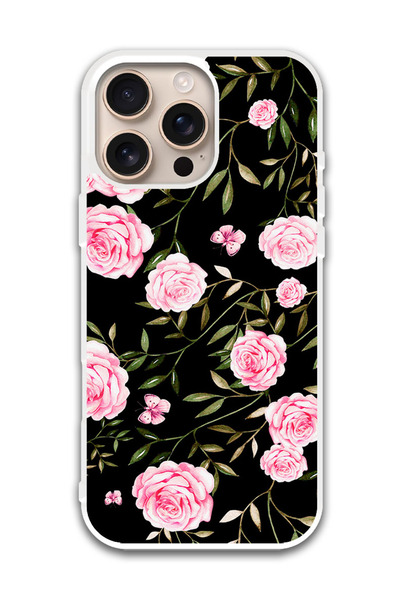 Theodor غطاء حماية لهاتف أبل آيفون 16 برو ماكس وردي في باقات من الأوراق الصغي...