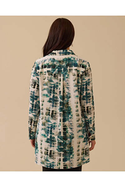 Gala-Xi Plus Size Shirt Collar Patterned Tunic