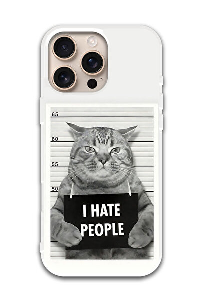 Theodor غطاء حماية لجهاز أبل آيفون 16 برو ماكس (أكره الناس) (مصد أبيض)