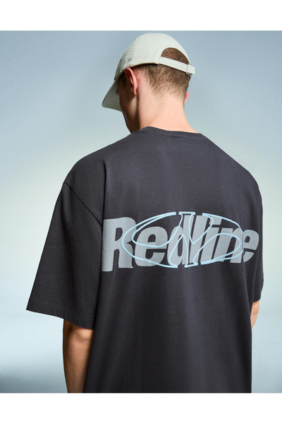 ACTIVE MODA - Redline Printed Cotton Oversize Men's T-Shirt Large Bedn