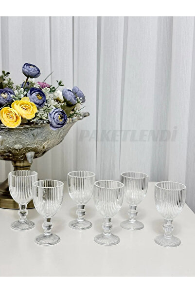 Maloria Çizgili Ayaklı Kahve Yanı Bardağı | 85ml - 6'lı