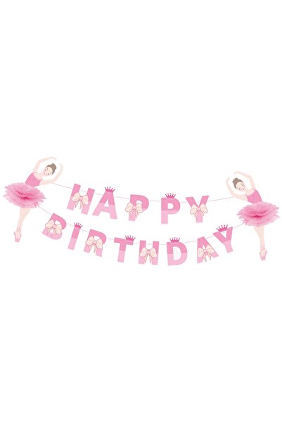 SDX Market Ghirlandă La mulți ani 4,5 m cu balerine roz