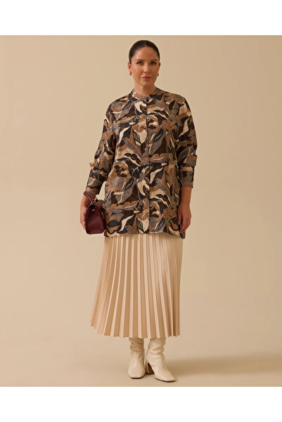 Gala-Xi Large Size Patterned Judge Collar Jacquard Shirt
