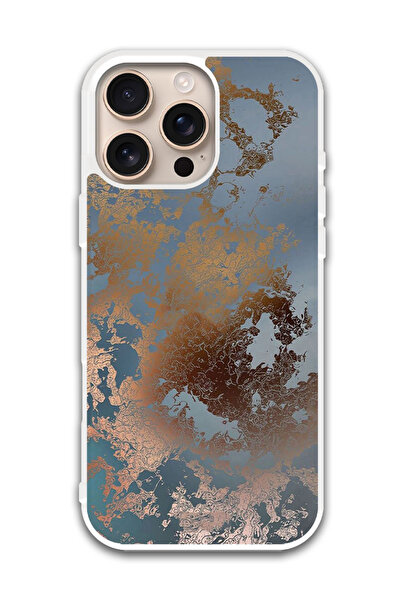 Theodor غطاء حماية لجهاز أبل آيفون 16 برو ماكس بتصميم رمادي ذهبي (مصد أبيض)