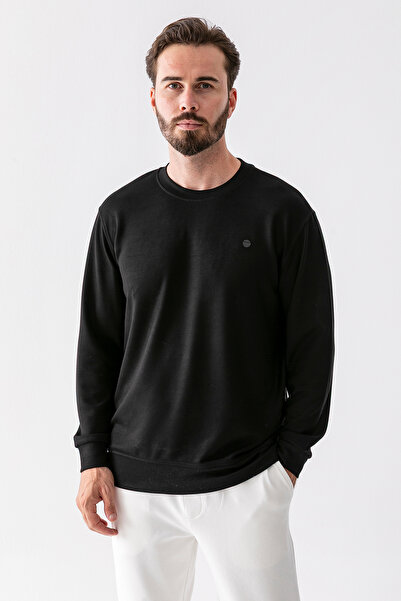 JB John Borners Erkek Bisiklet Yaka Basic Rahat Kesim Sweatshirt Siyah - 25K ...