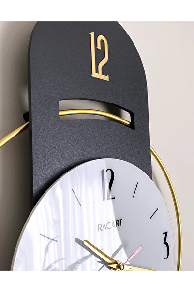 Racart Cam Yüzeyli Metal halkalı Dekoratif Duvar Saati