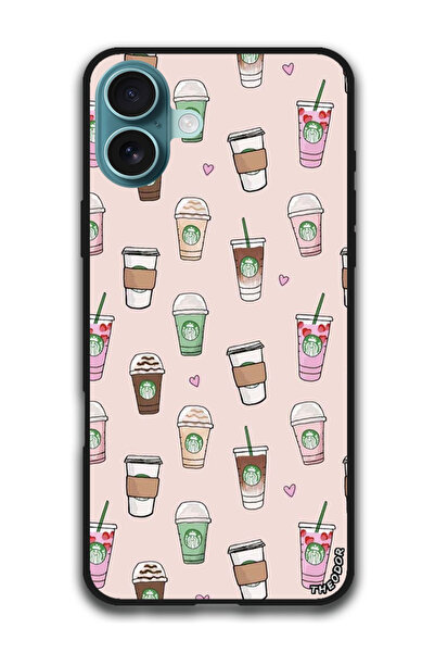 Theodor جراب واقٍ مضاد للخدش والصدمات لهاتف iPhone 16 (6.1) بوصة بأنماط القهوة