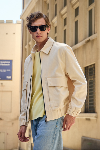 Danger Men's Cotton Coat Jacket Beige