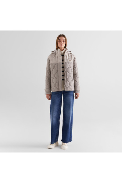 Gant Kadın Bej Kapüşonlu Kapitone Mont