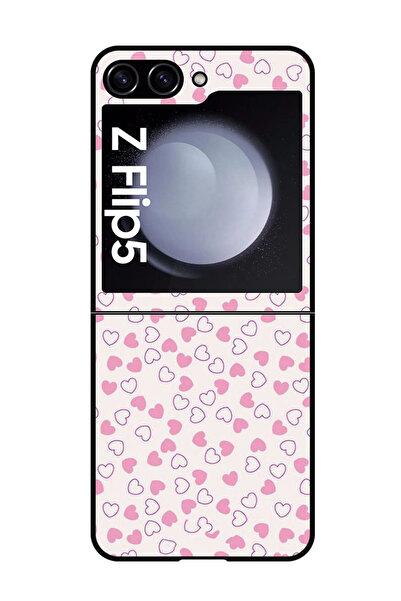 Theodor جراب واقٍ مضاد للخدش والصدمات لهاتف Samsung Galaxy Z Flip 5 قلوب صغيرة