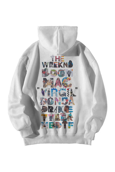 Harajuku Style Women Men White the Weekend Drake Printed Oversize Hoodie with...