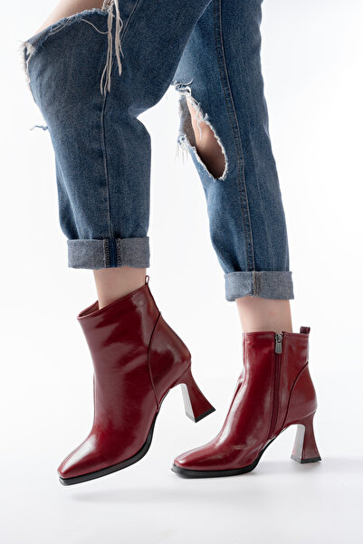 CİRON SHOES Νέα μποτάκια μπορντό γυναικεία παπούτσια 802