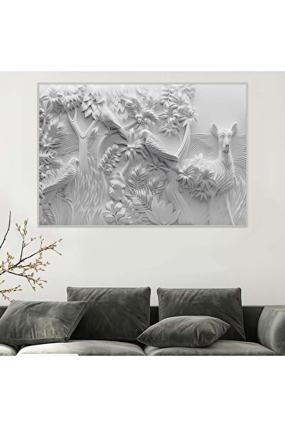 SND Beautiful Art Design Printed Gypsum Canvas Wall Art with Black Frame, 50x70cm