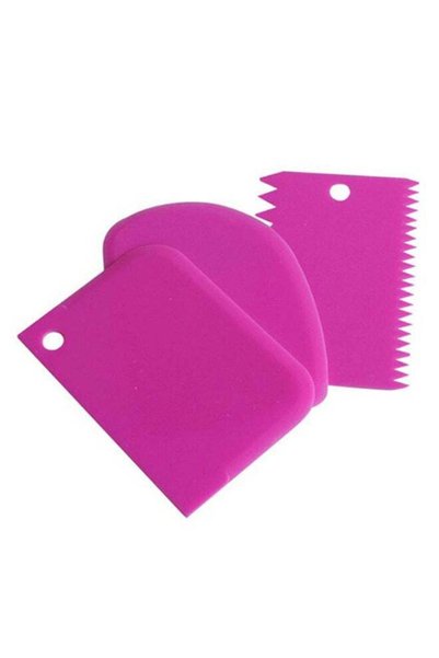 Generic 3-Piece Pastry Butter Scraper Cutter Decorating Tool Pink 12 x 8.5cen...