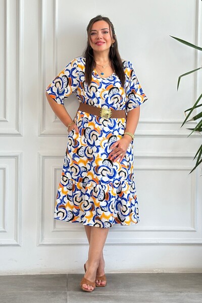 yb yağmur butik Rochie din viscoză țesută importată, cu decolteu în V, volane...