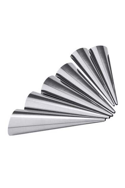 Generic 6-Piece Pastry Conical Tube Set Silver 3x3x14centimeter