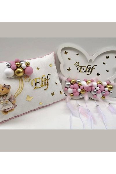 Çemrek Süs Parti Butterfly Door Ornament and Jewelry Pillow Baby Girl Door Ornament