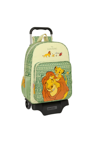Mufasa Rucsac școlar cu roți, verde, bej, 33 x 42 x 14 cm