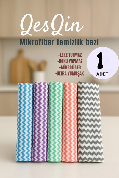 QesQin 1'li Mikrofiber Temizlik Bezi – Yumuşak Dokulu, Leke Tutmaz, İz Bırakmaz