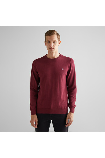 Gant Erkek Bordo Regular Fit Bisiklet Yaka Kazak