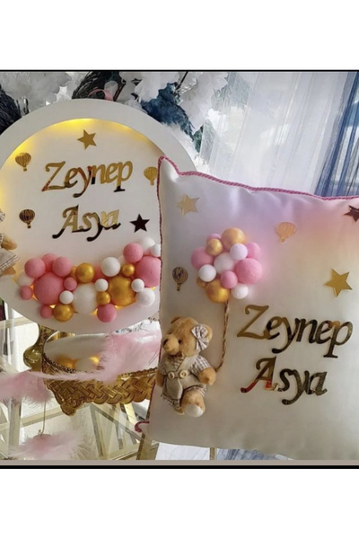 Çemrek Süs Parti Round Ball Door Ornament and Jewelry Pillow Baby Girl Door Ornament