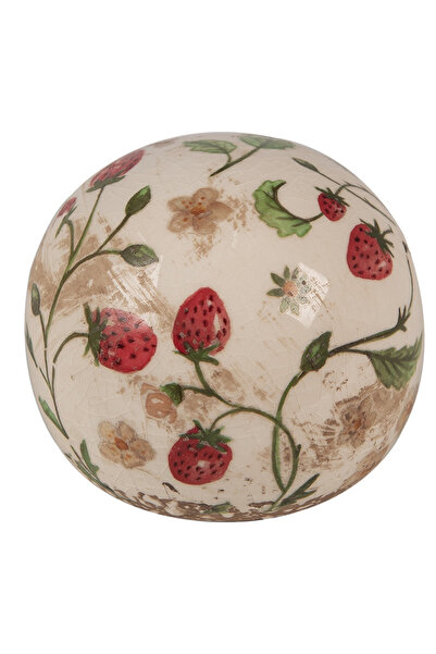 Clayre & Eef Set 2 sfere decorative ceramice Căpșuni 10x10 cm