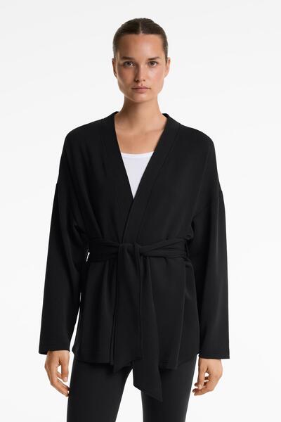 Oysho Long Soft Touch kimono jacket with modal