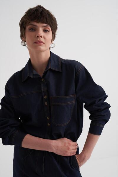 AÈC PRIVÈ Women's New Season Trend Elizabeth Denim Shirt Trousers Set 7777