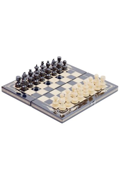 Tiessa Chess and Backgammon Set Tiessa®, Handmade Wood, Black/White, 26x26 cm