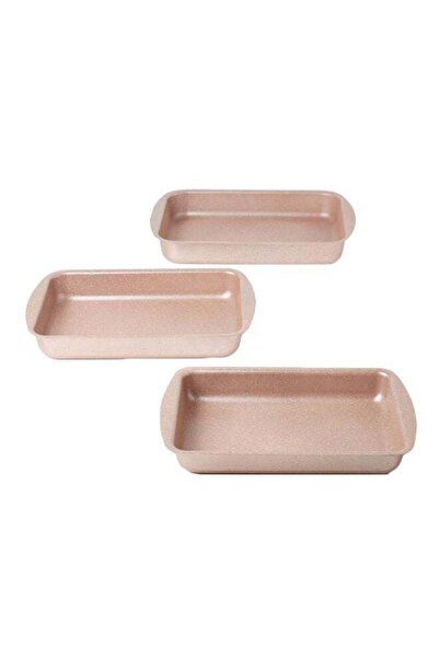 Generic مجموعة قوالب جرانيت مربعة من ديسيني، مكونة من 3 قطع، مقلاة صغيرة بيج (32×22)، مقلاة متوسطة (35×25)، مقلاة كبيرة (38×25)