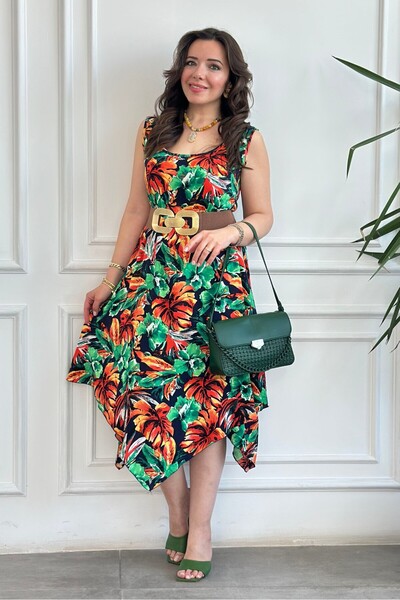 Yağmur Butik Αμάνικο φόρεμα από βισκόζη με ασύμμετρο σχέδιο κοπής