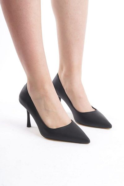 Demashoes Black Skin Matte Pointed Toe Elegant Heel 7 cm Dir.