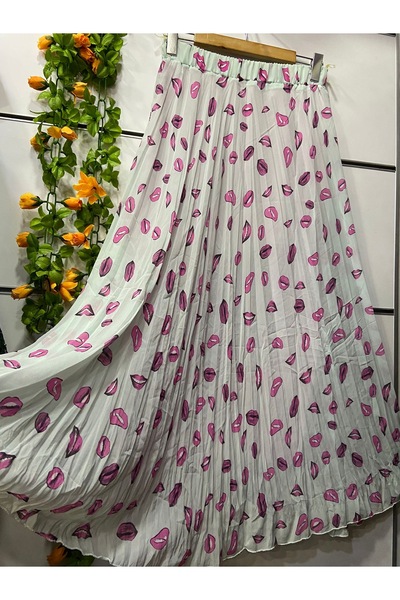 edu collection Chiffon Skirt Lip Pattern Lining