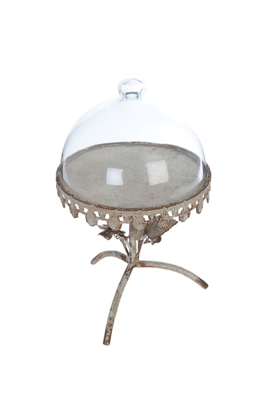 Clayre & Eef Decorative Tray Gray Antique Iron and Glass 20x35 cm