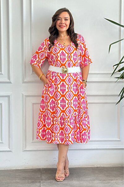 yb yağmur butik Rochie din viscoză țesută importată, cu decolteu în V, volane...