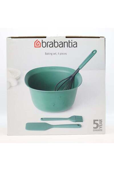 Generic طقم خبز برابانتيا مع وعاء خلط من خشب التنوب الأخضر 24.8x24.8x15 سم