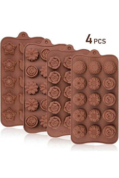 Generic 4Pcs Silicone Chocolate Flower Molds for Candy, Truffles, 11 Floral S...