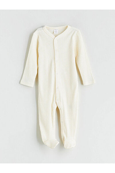 LC Waikiki Ecru V-Neck Baby Boy Romper