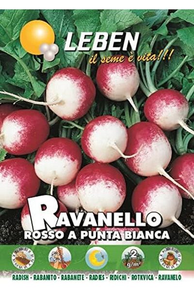 Leben Radish (Ravanello Rosso A Punta Bianca) Premium Quality Seeds Made in Italy