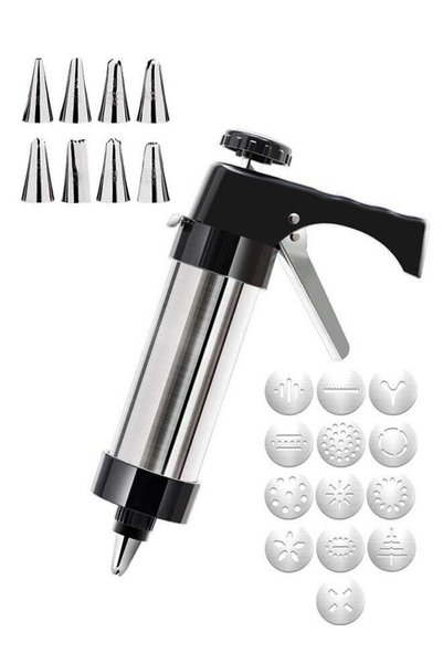 Generic Cookie Press, Stainless Steel Spritz Cookie Pres with 13 Discs & 8 No...