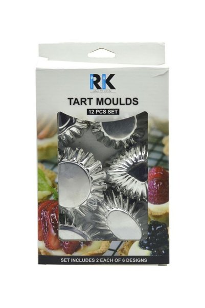 Generic 12-Piece Tart Mould Set Silver 14cm