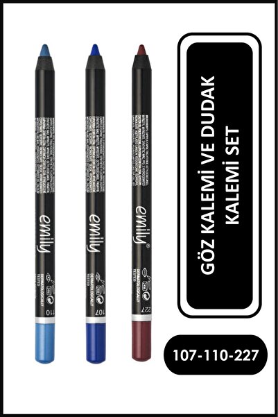 Golden Rose Waterproof Eye Pencil 110-107 Göz Kalemi ve Long Lasting Lip Pencil 227 Dudak Kalemi Set