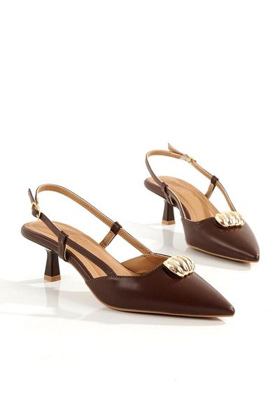 BAYRAMOĞLU KUNDURA Byk Closed Toe Gold Buckle Detail Bordo Heel Stylish Shoes