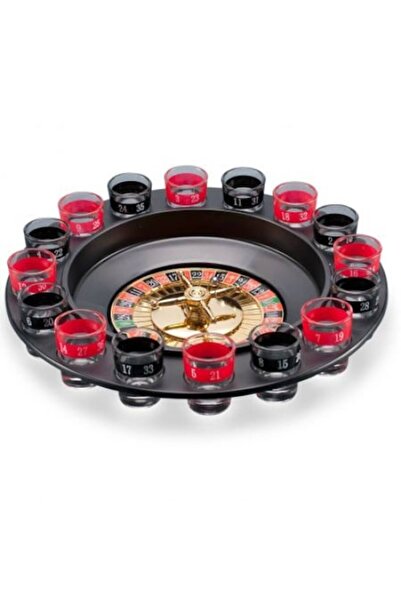 Blusmart Joc Ruleta cu Shot-uri, diametru de 30cm, cu 16 pahare din sticla ro...