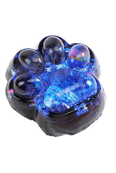 LEIBOO Anti‑stress Squishy Slow‑Rebound Cat Paw (Galaxy), 6.5 x 6 cm, 60 g, Black/Blue