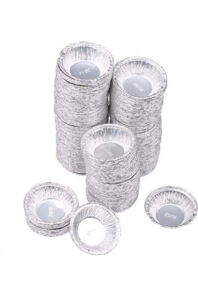 Generic Egg Tart Mould Portuguese 250 Pcs Silver 42.00 x 8.00 x 8.00cm