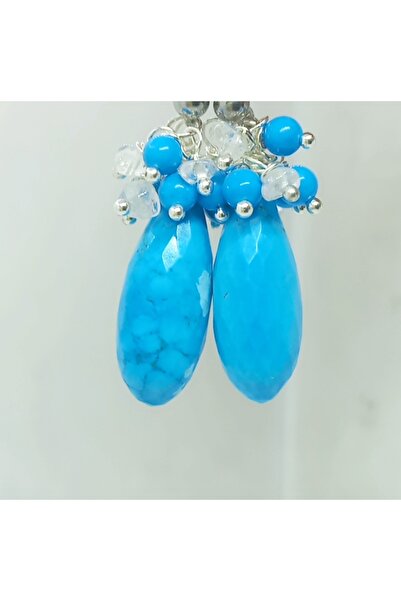 Sibelce 2387 Turkuaz kristal Kuvars el yapımı küpe