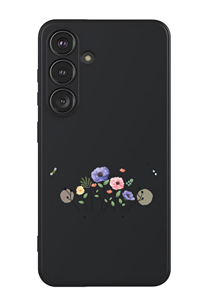 Theodor غطاء حماية سائل من السيليكون المقاوم للصدمات لهاتف سامسونج جالاكسي S25 (أسود) - فلاور آند بيز