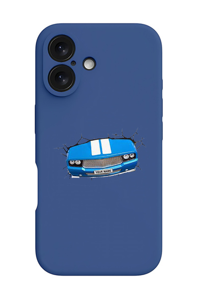 Theodor غطاء حماية سيليكون سائل مقاوم للصدمات لهاتف iPhone 16 أزرق - سيارة