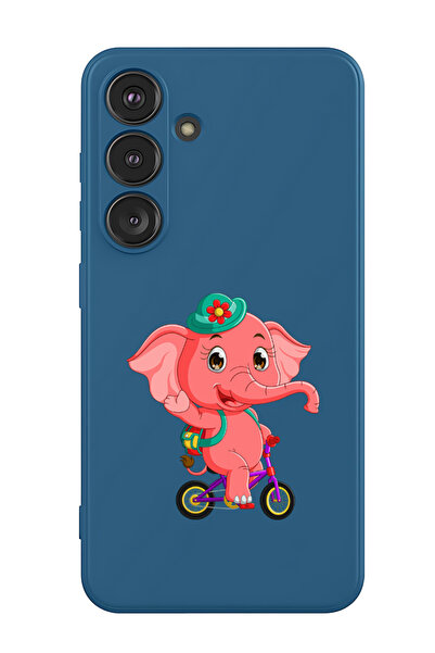 Theodor جراب سيليكون سائل واقٍ مقاوم للصدمات لهاتف Samsung Galaxy S25 Plus (أزرق) - فيل وردي